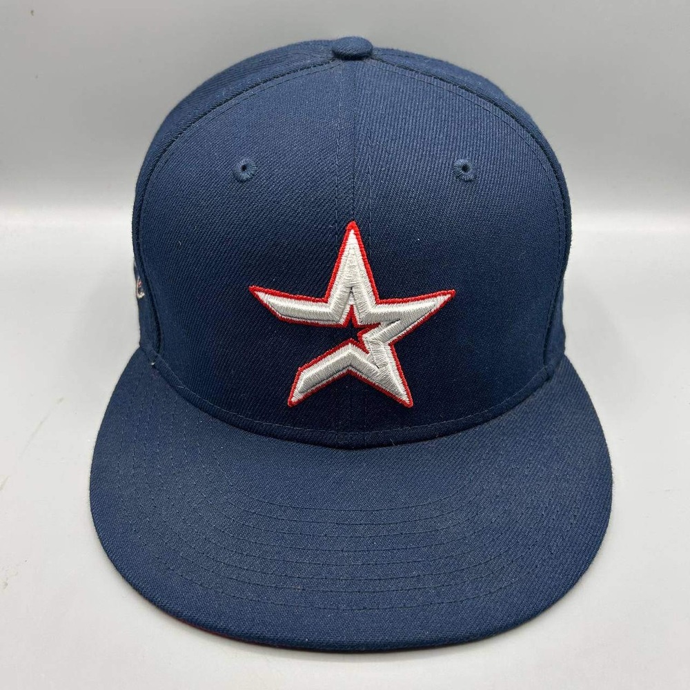 Houston Astros MLB Hat Men 7 3/8 Blue Red Embroidered 59Fifty New Era Fitted Cap